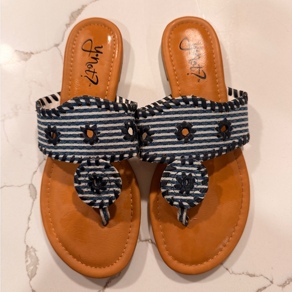 Striped Navy & White Slide Sandals